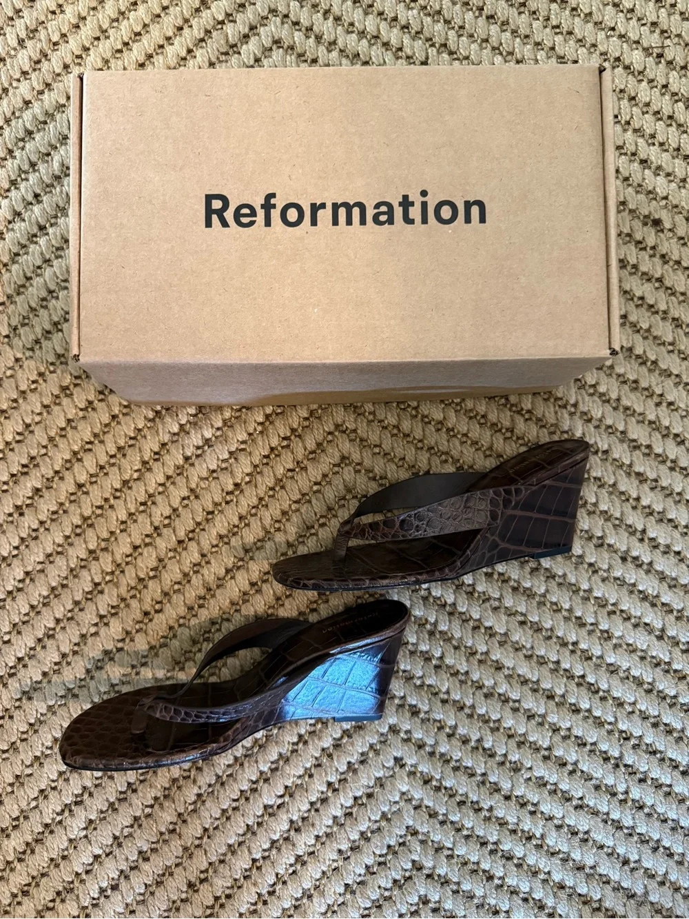 Reformation Jessie Wedge Thong Sandals